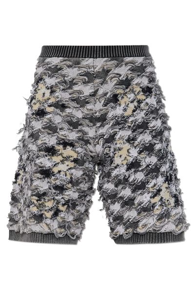Diesel M-Vanja Destroyed Houndstooth-Jacquard Shorts