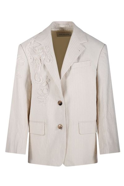 Dries Van Noten Embroidered Pinstriped Blazer