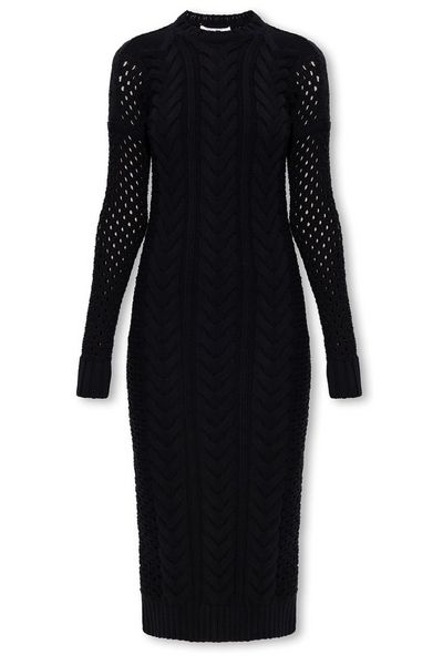 Max Mara Jumbo Mesh Long-Sleeved Midi Dress