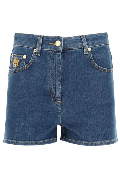 Moschino Teddy Bear Patched Denim Shorts