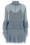 Chloé Ruffled Sheer Mini Dress