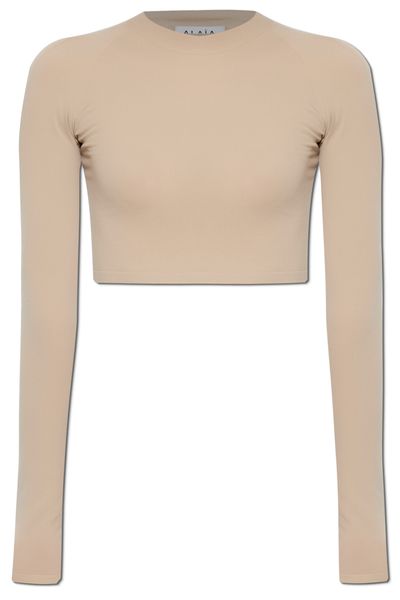 Alaïa Crewneck Cropped Knitted Top