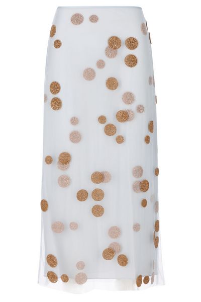 Fendi Polka Dot Embellished Tulle Midi Skirt