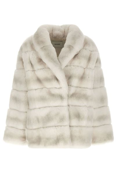 Yves Salomon Quilted Fur Shawl-Collar Coat
