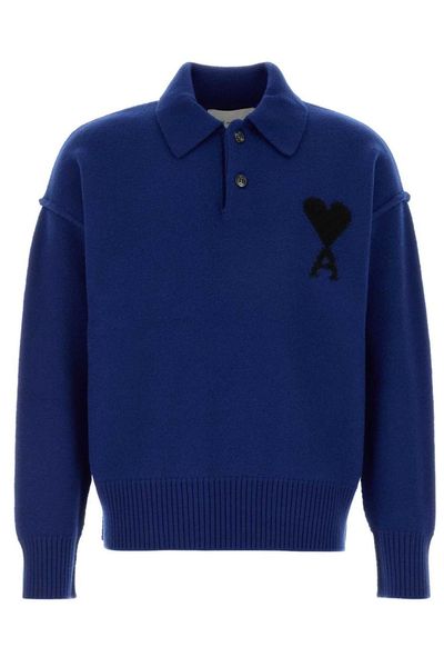 AMI Quota Logo Polo Knitted Sweater