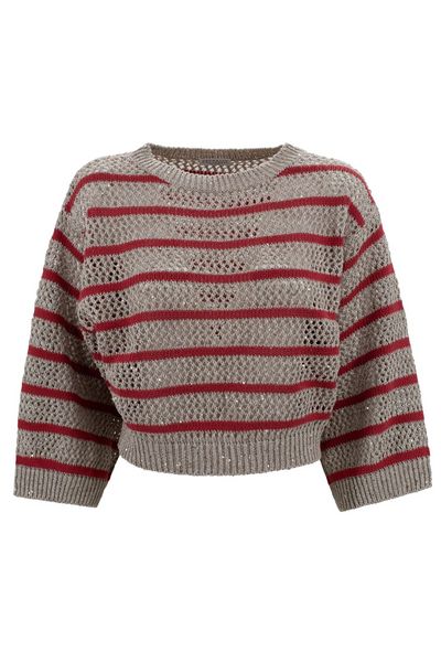 Brunello Cucinelli Dazzling Striped Net Jumper