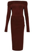 Max Mara Studio Draped Off-Shoulder Midi Dress