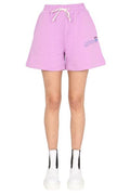 MSGM Slogan Print Drawstring Track Shorts