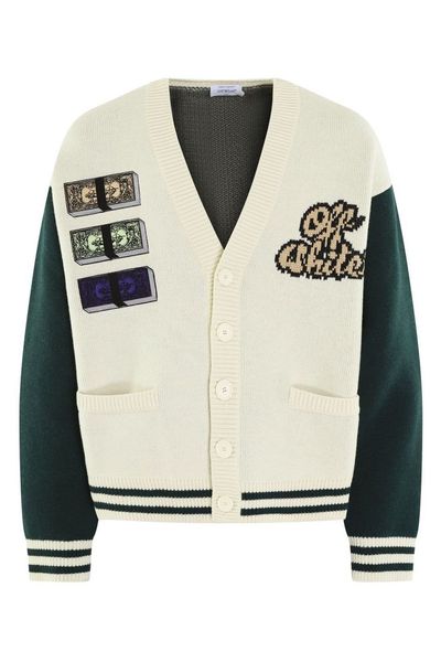 Off-White Embellished Cash Varsity Knit Cardigan