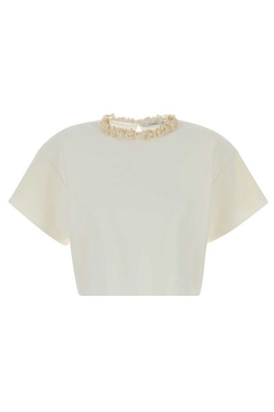 Givenchy Crewneck Pearl Detailed Cropped T-Shirt