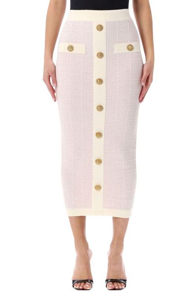 Balmain Buttoned Tweed Skirt
