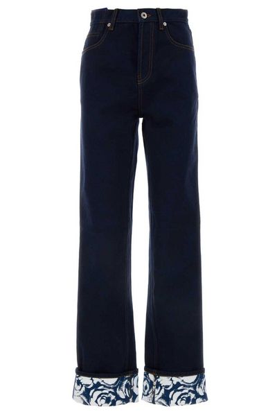 Burberry Logo-Patch Straight-Leg Turn-Up Hem Jeans