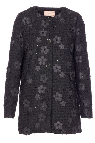 TWINSET Flowers And Sequins Bouclé Coat