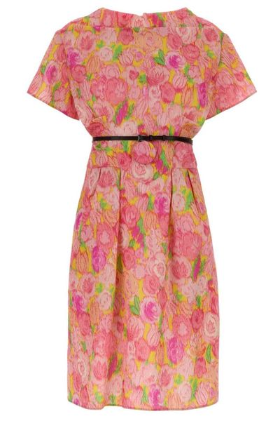 Prada Floral-Printed Short-Sleeved Dress