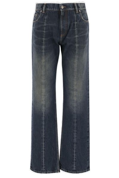 Versace Logo-Patch Distressed Jeans