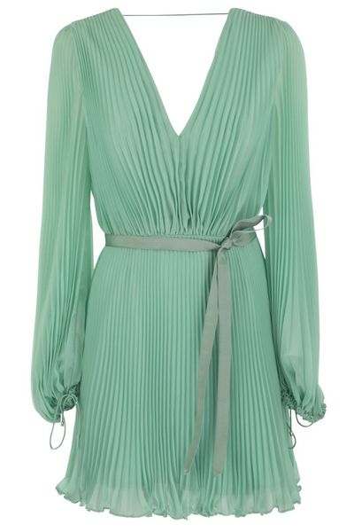 Max Mara Visita V-Neck Pleated Mini Dress