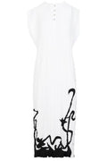 Lanvin Plissé-Effect Straight Hem Midi Dress