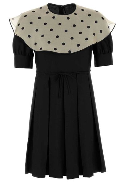 Valentino Polka Dot Printed Short-Sleeved Mini Dress