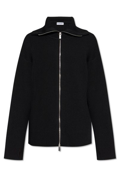 Burberry Ribbed-Knit Zip-Up Cardigan