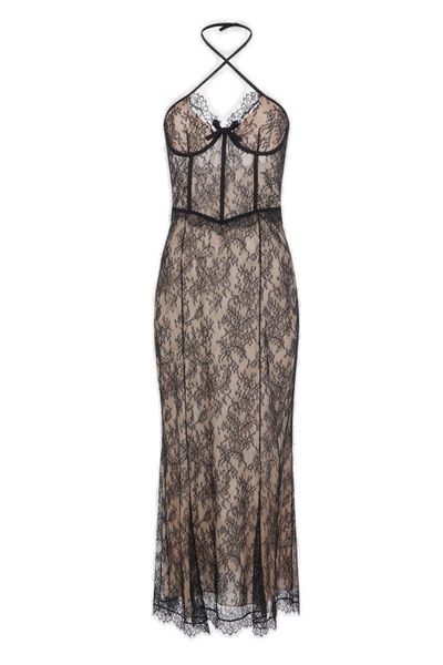 Alessandra Rich Halterneck Laced Dress