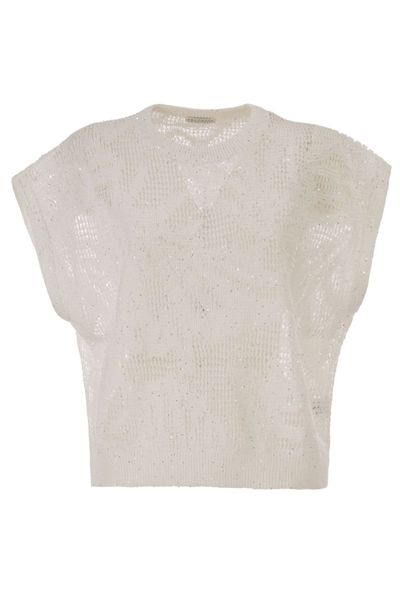 Brunello Cucinelli Dazzling Water Lillies Knit T-Shirt