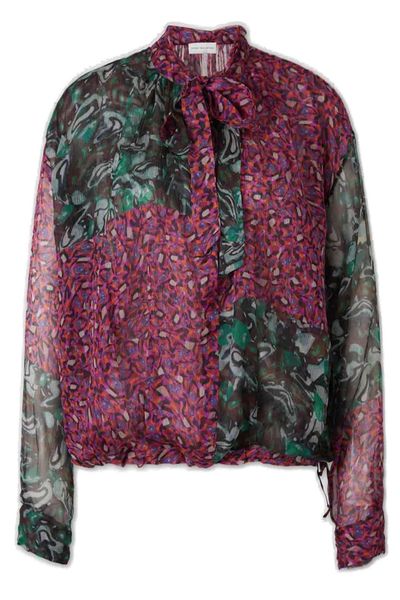 Dries Van Noten Abstract-Print Bow Blouse