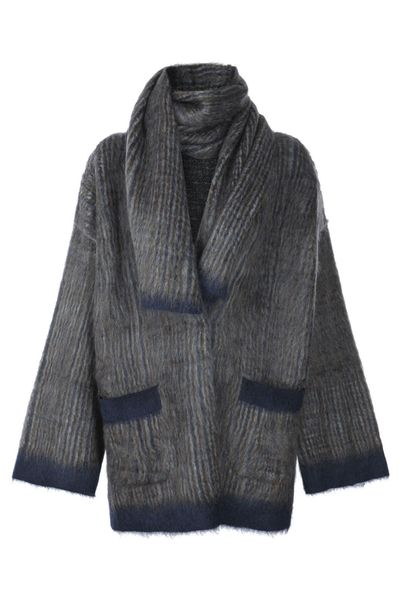 Brunello Cucinelli Prince Of Wales Scarf Double Knit Outerwear Jacket
