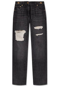 Versace Distressed Straight-Leg Jeans