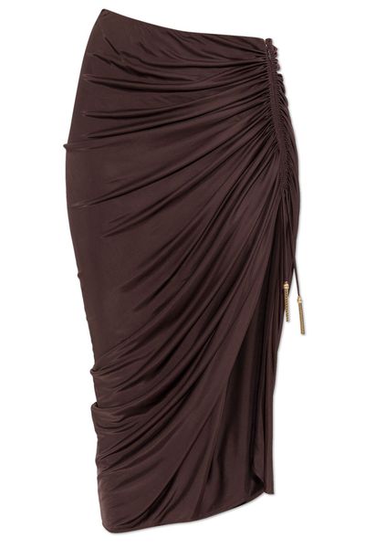 Balmain Balmainn Slit Flowing Jersey Midi Skirt
