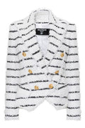 Balmain Double Breasted Striped Tweed Jacket