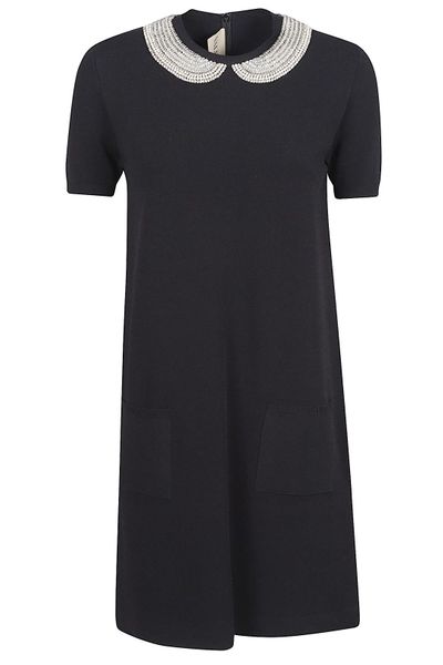 Valentino Embellished Collar Short Sleeve Dress