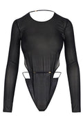 Saint Laurent Backless Long-Sleeved Bodysuit
