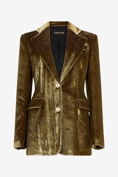 Roberto Cavalli Single-Breasted Velvet Blazer