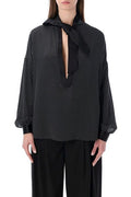 Tom Ford Polka Dot Satin Lavalliere Tunic Top