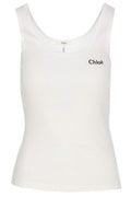 Chloé Logo Embroidered Ribbed Tank Top