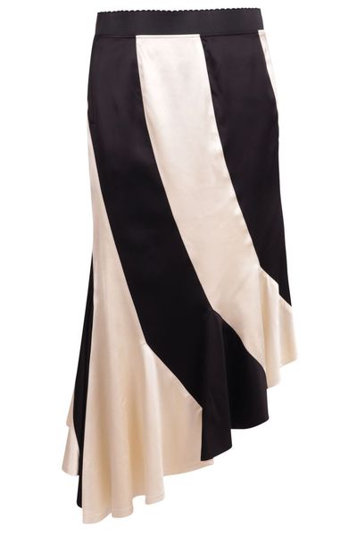 The Attico Asymmetric Striped Midi Skirt
