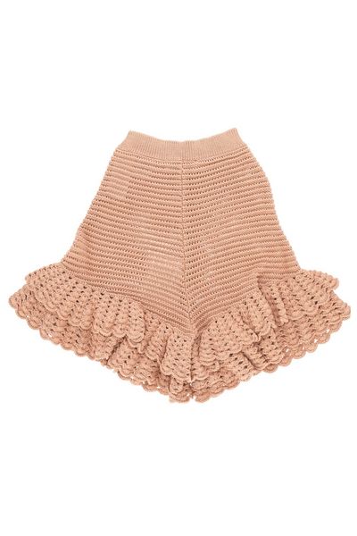 Chloé Crochet Knit Ruffled Mini Shorts