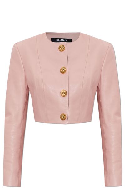 Balmain Cropped Leather Jacket