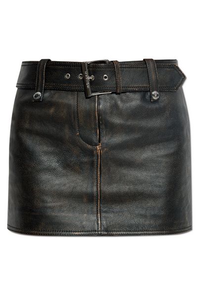 Alexander McQueen Belted Leather Mini Skirt