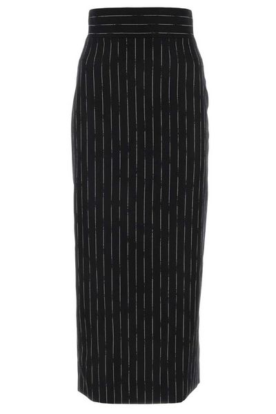 Alexander McQueen Striped High-Waist Midi Skirt