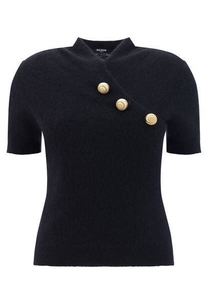Balmain Button Detailed Knit Short-Sleeve T-Shirt