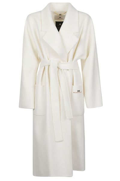 Elisabetta Franchi Logo Detailed Belted Coat
