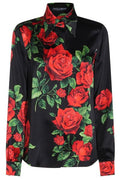 Dolce & Gabbana Rose Printed Satin Shirt
