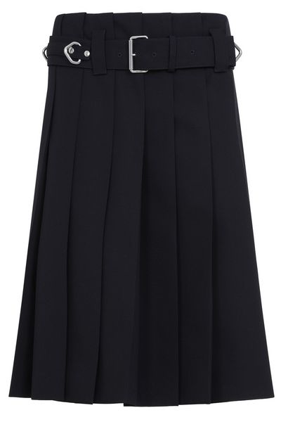 Prada Belted Pleated Midi Skirt
