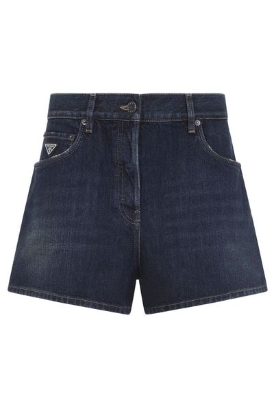 Prada Denim Logo-Patch Shorts