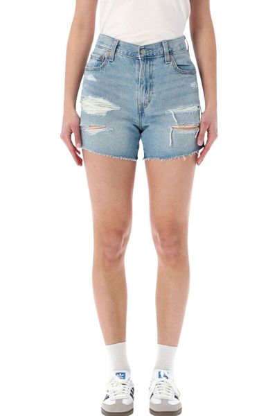 Levi's Distressed Ribcage Denim Shorts