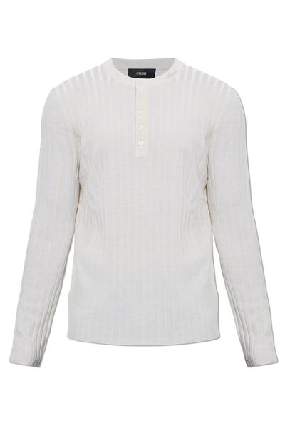 Amiri Script Knit Henley Jumper