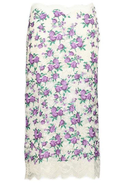 Rabanne Floral Embroidered Laced Midi Skirt