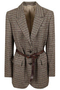 Brunello Cucinelli Belted Check Blazer