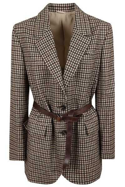 Brunello Cucinelli Belted Check Blazer